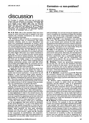 Discussion on Corrosion - a non Problem? by P. Whiteley