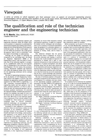 The Qualification and Role of the Technician Engineer and the Engineering Technician