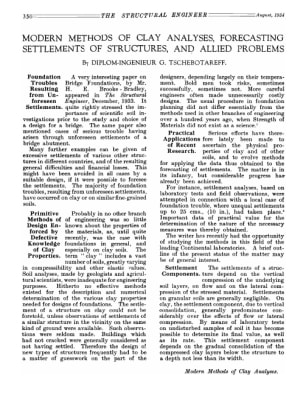 Modern Methods of Clay Analyses, Forecasting Settlements of Structures, and Allied Problems