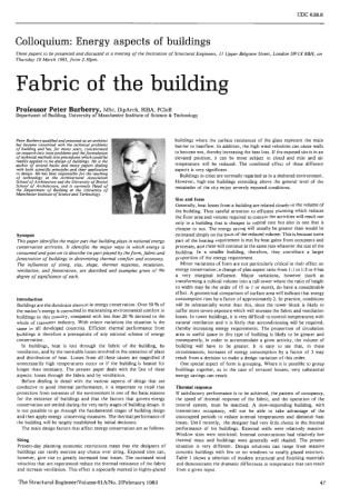 Colloquium: Energy Aspects of Buildings. Fabric of the Building