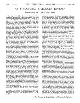 A Structural Steelwork Review. Discussion on Mr. Crabtree's Paper