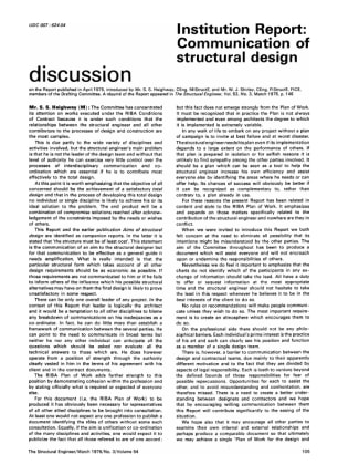 Discussion on Institution Report: Communication of Structural Design 