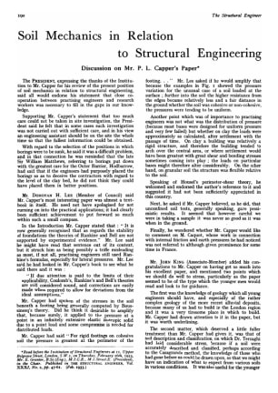 Soil Mechanics in Relation to Structural Engineering Discussion on Mr. P.L. Capper's Paper