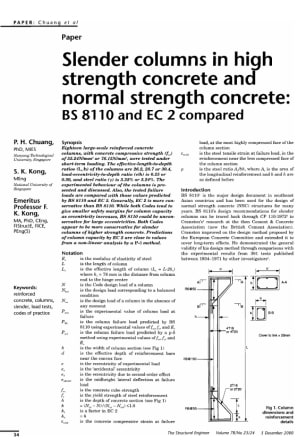Slender Columns in High Strength Concrete and normal Strength Concrete: BS 8110 and EC 2 Compared