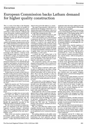 Excursus. European Commission Backs Latham Demand for Higher Qualtiy Construction