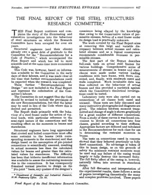 The Final Report of the Steel Structures Research Committee