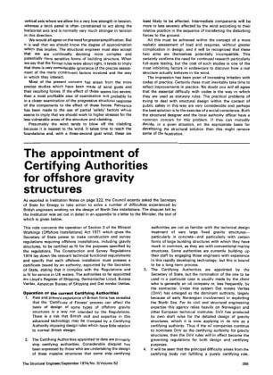 The Appointment of Certifying Authorities for Offshore Gravity Structures