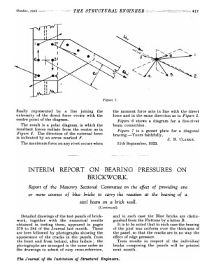 Interim Report on Bearing Pressures on Brickwork . Report of the Masonry Sectional Committee on the 