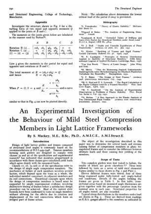 An Experimental lnvestigation of the Behaviour of Mild Steel Compression Members in Light Lattice Fr