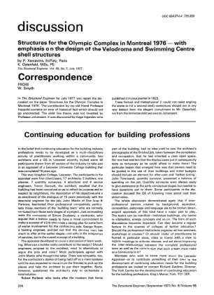 Correspondence on Discussion on Structures for the Olympic Complex in Montreal 1976 - with Emphasis 