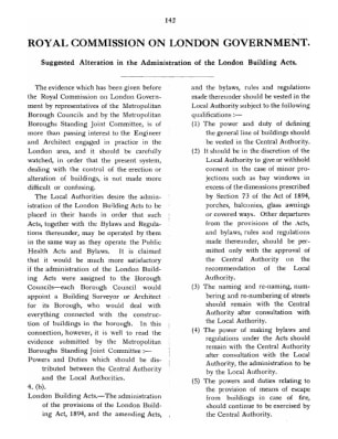 Royal Commission on London Government. Suggested Alteration in the Administration of the London Buil