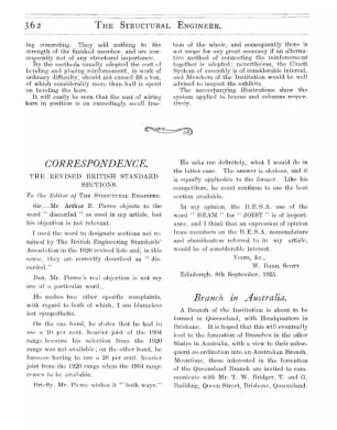 Correspondence on The Revised British Standard Sections