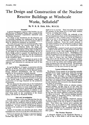 The Design and Construction of the Nuclear Reactor Buildings at Windscale Works, Sellafield