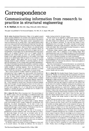 Correspondence on Communicating Information from Research to Practice in Structural Engineering by K