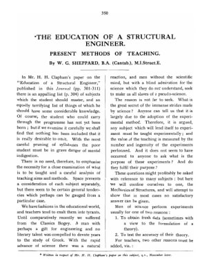 The Education of a Structural Engineer. Present Methods of Teaching