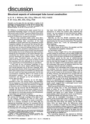Discussion Structural Aspects of Submerged Tube Tunnel Construction by G.M.J. Williams and K.W. Inne