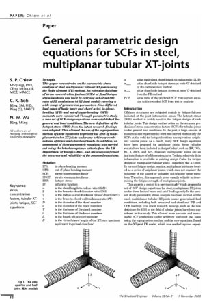 General Parametric Design Equations for SCFs in Steel, Multiplanar Tubular XT-Joints