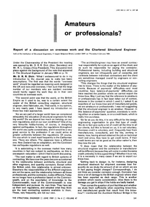 Amateurs or Professionals? Report of a Discussion on Overseas Work and the Chartered Structural Engi