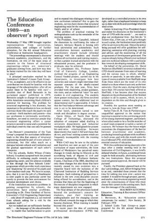The Education Conference 1989 - an Observer's Report