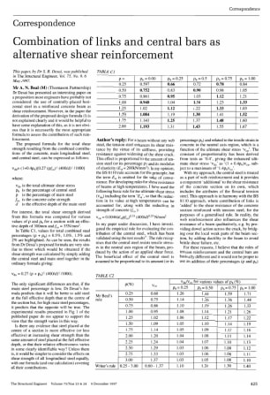Correspondence on Combination of Links and Central Bars as Alternative Shear Reinforcement by Dr. S.