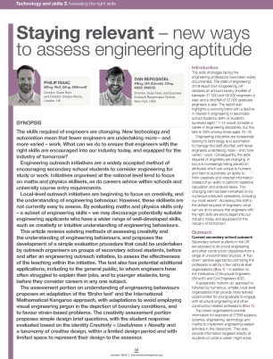 Staying relevant - new ways to assess engineering aptitude