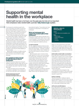 Supporting mental health in the workplace