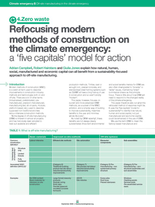 Refocusing modern methods of construction on the climate emergency: a five capitals model for action