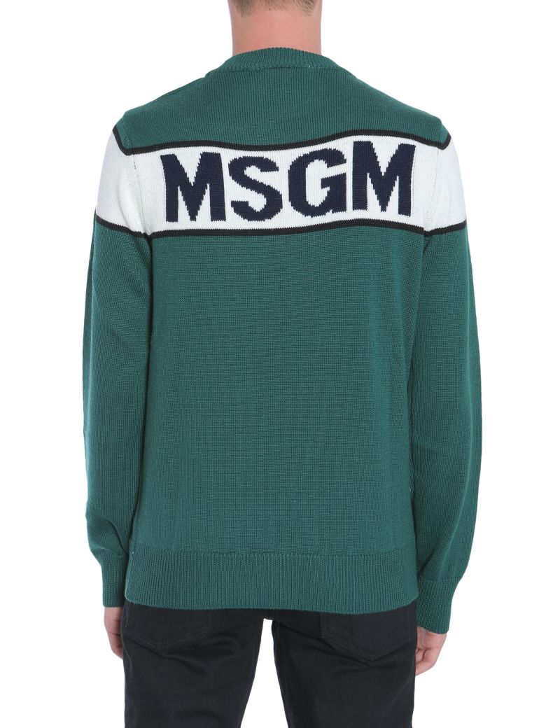 MSGM Knitted Long-Sleeve Sweater in Green | ModeSens