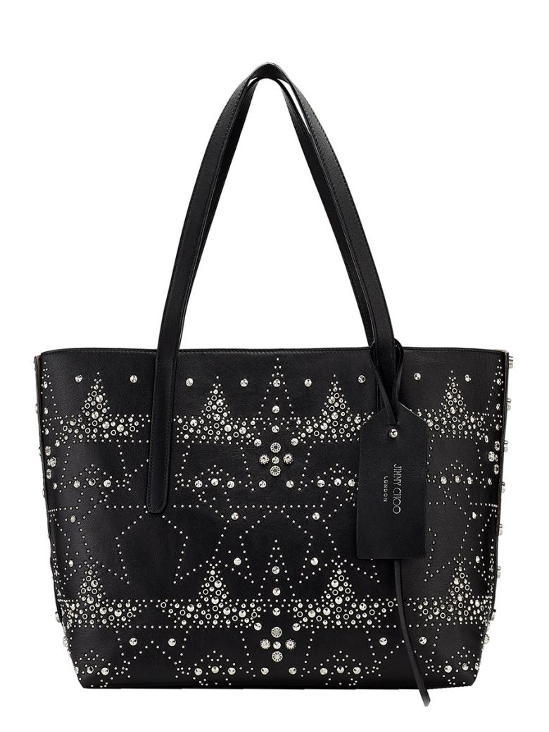 Jimmy Choo Twist East West Black Mix Leather Tote Bag With Graphic Star ...