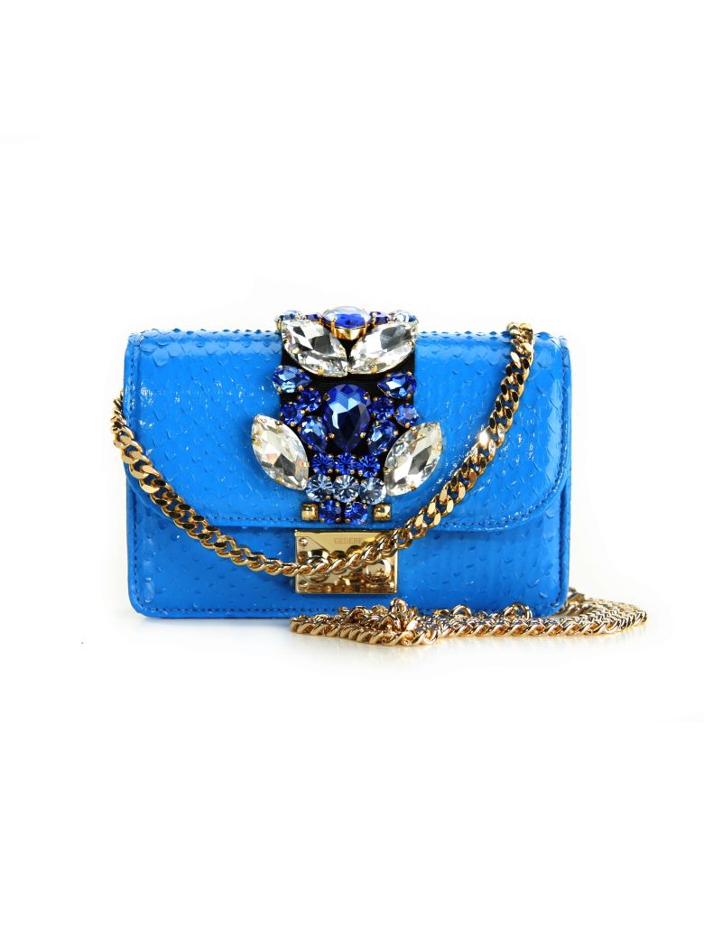 GEDEBE Blue Mini Cliky Python Textured Bag in Lightblue | ModeSens