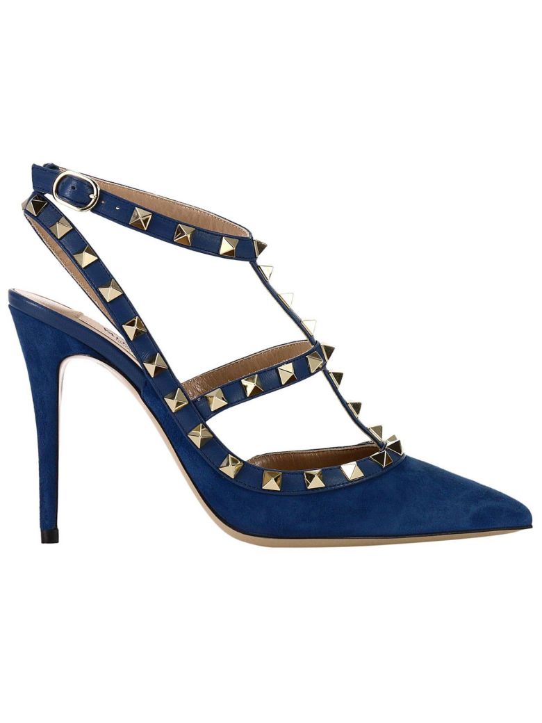 Valentino Garavani - Pumps Rockstud Ankle Strap In Suede And Nappa With ...