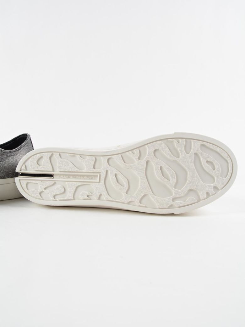 alexander mcqueen metallic leather sneakers