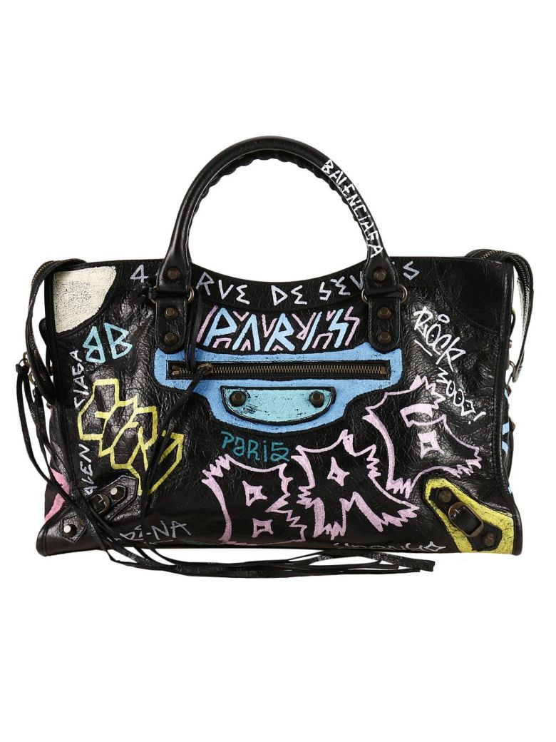BALENCIAGA Classic City Aj Small Graffiti Satchel Bag ...