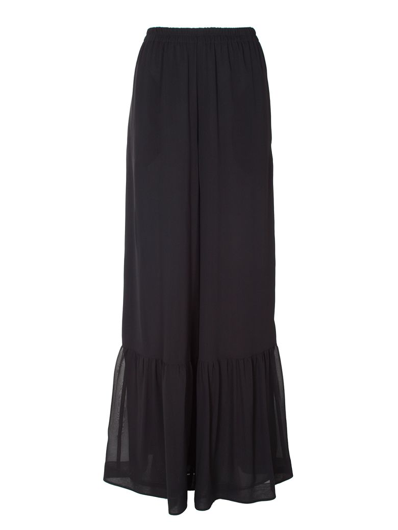 RED VALENTINO Wide-Leg Silk Trousers in Llack | ModeSens