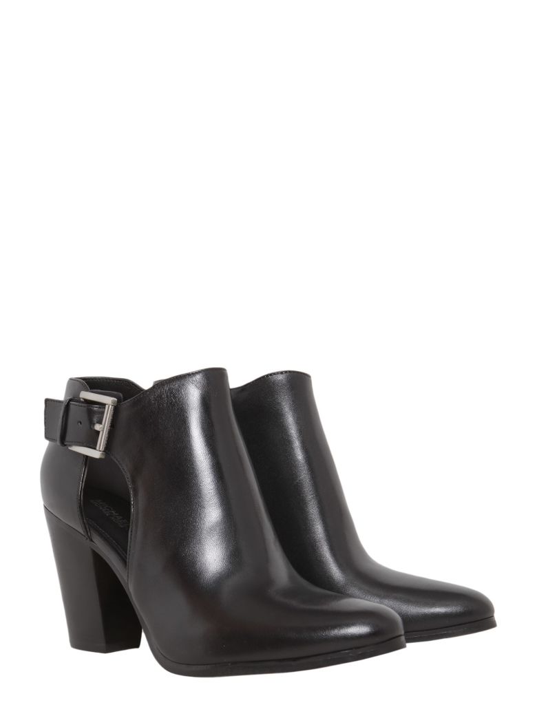 MICHAEL MICHAEL KORS Adams Cutout Leather Ankle Boots in Nero | ModeSens