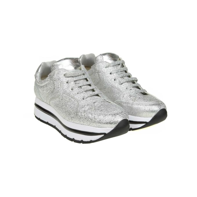 Voile Blanche "margot" Sneakers In Silver Laminated Leather展示图