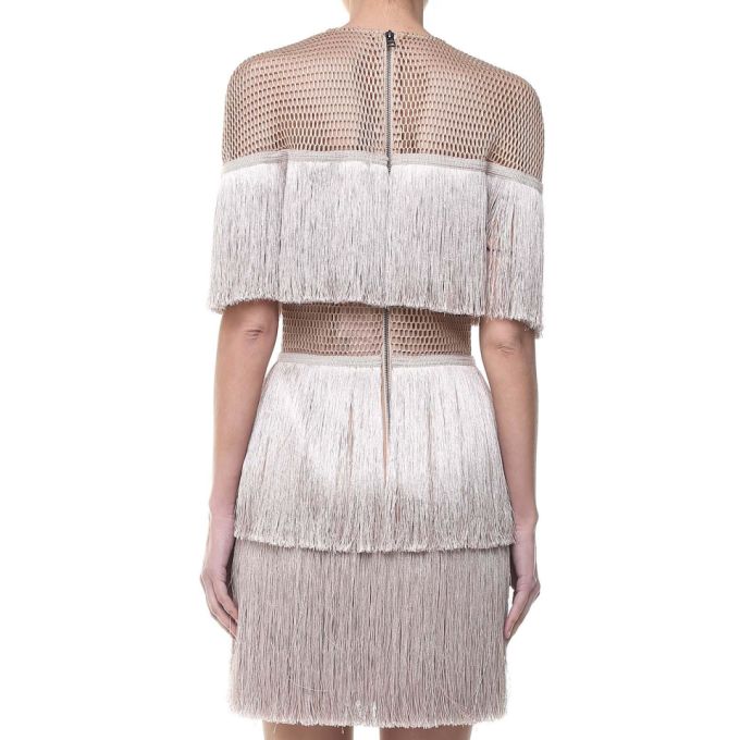 Vatanika Design Fringed Stretch-crepe And Mesh Mini Dress展示图
