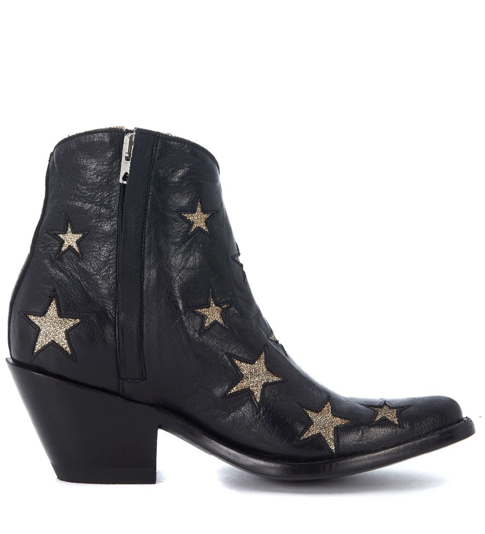Mexicana - Mexican Star Circus Black Leather Texan With Golden Stars ...