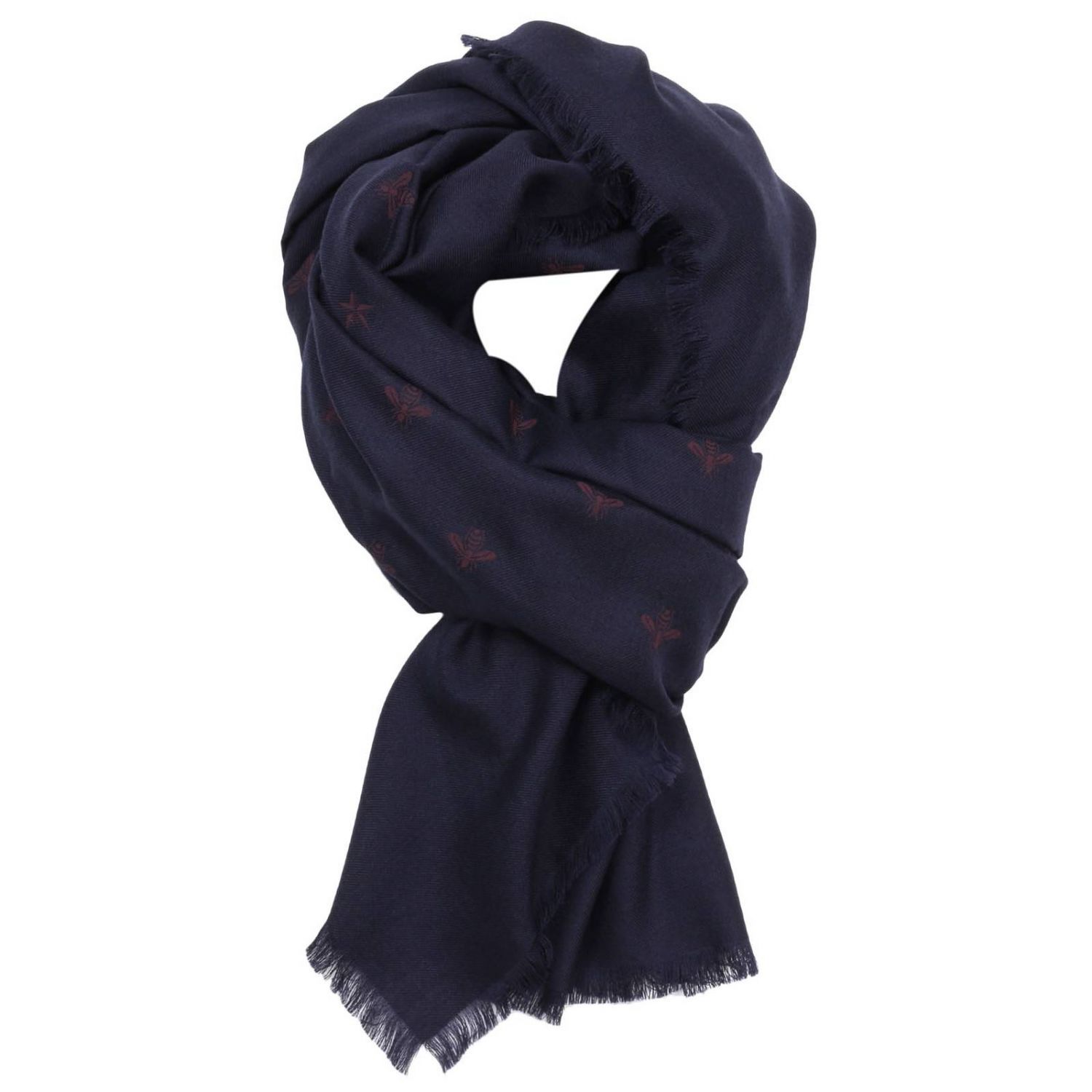 Gucci Scarf 135 X 135 Cm Scarf In Pure Silk And Wool With Bee Pattern