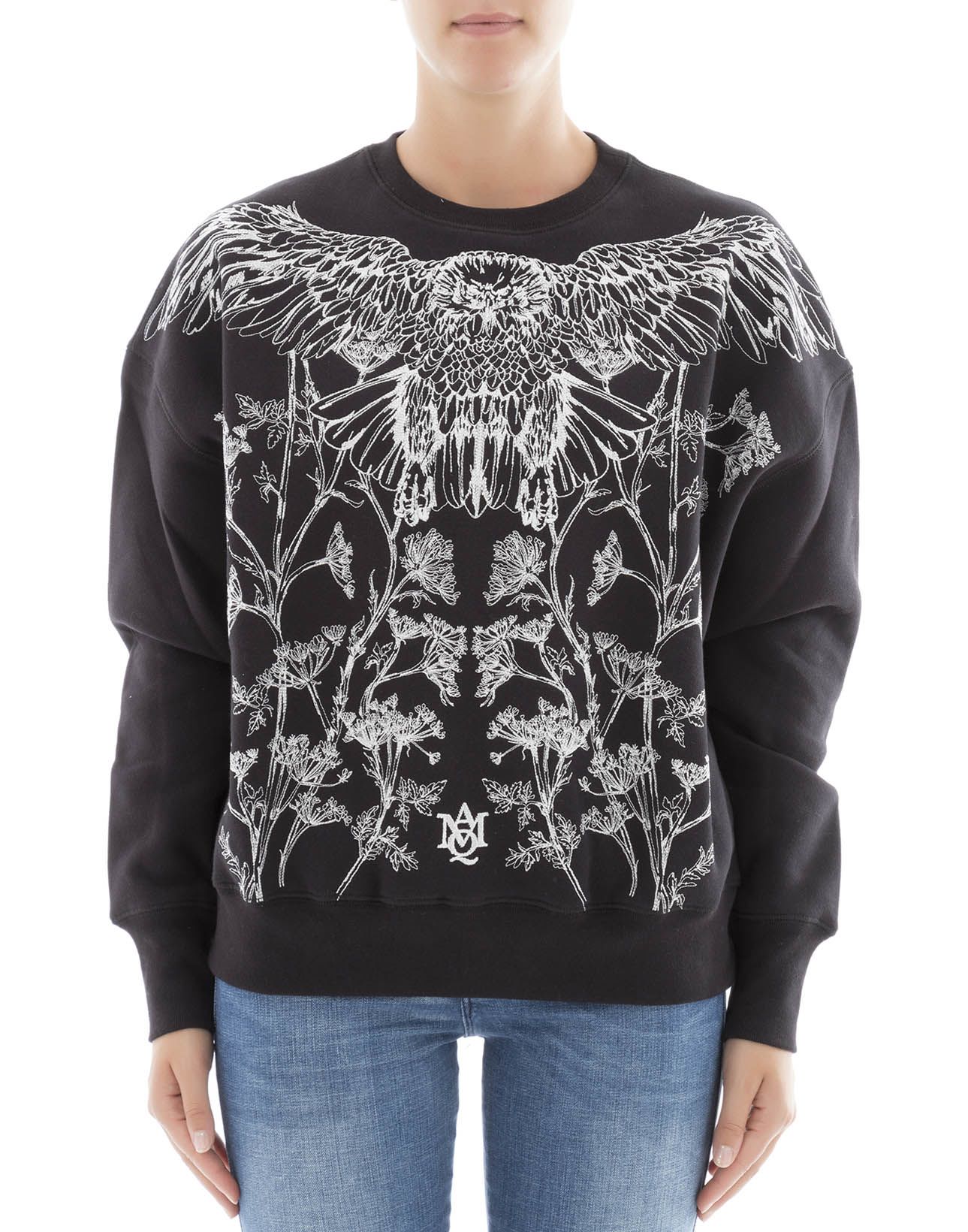 ALEXANDER MCQUEEN Falcon And Floral Embroidered Sweatshirt in Black ...