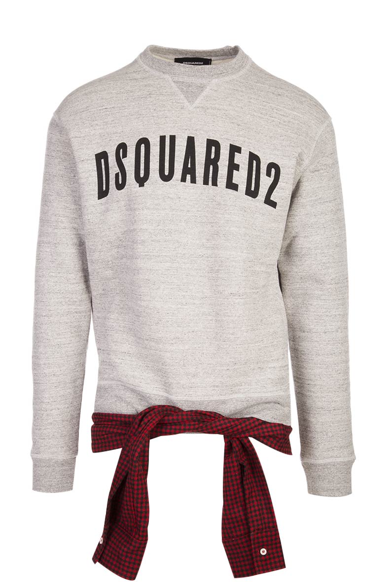 undershirt-detail cotton and wool sweatshirt in grey