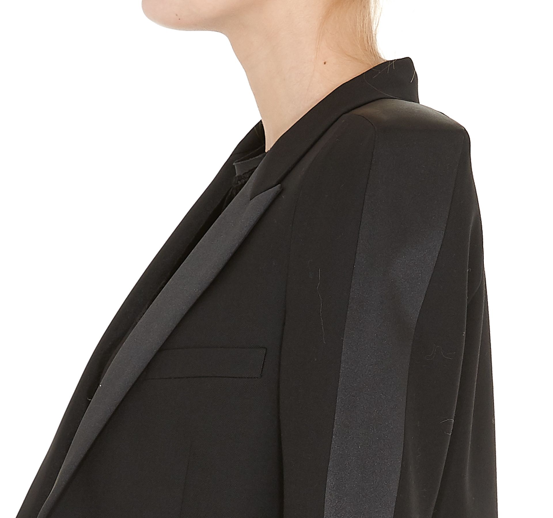 Saint Laurent Short Jacket With Square-cut Shoulders In Black Gabardine ...