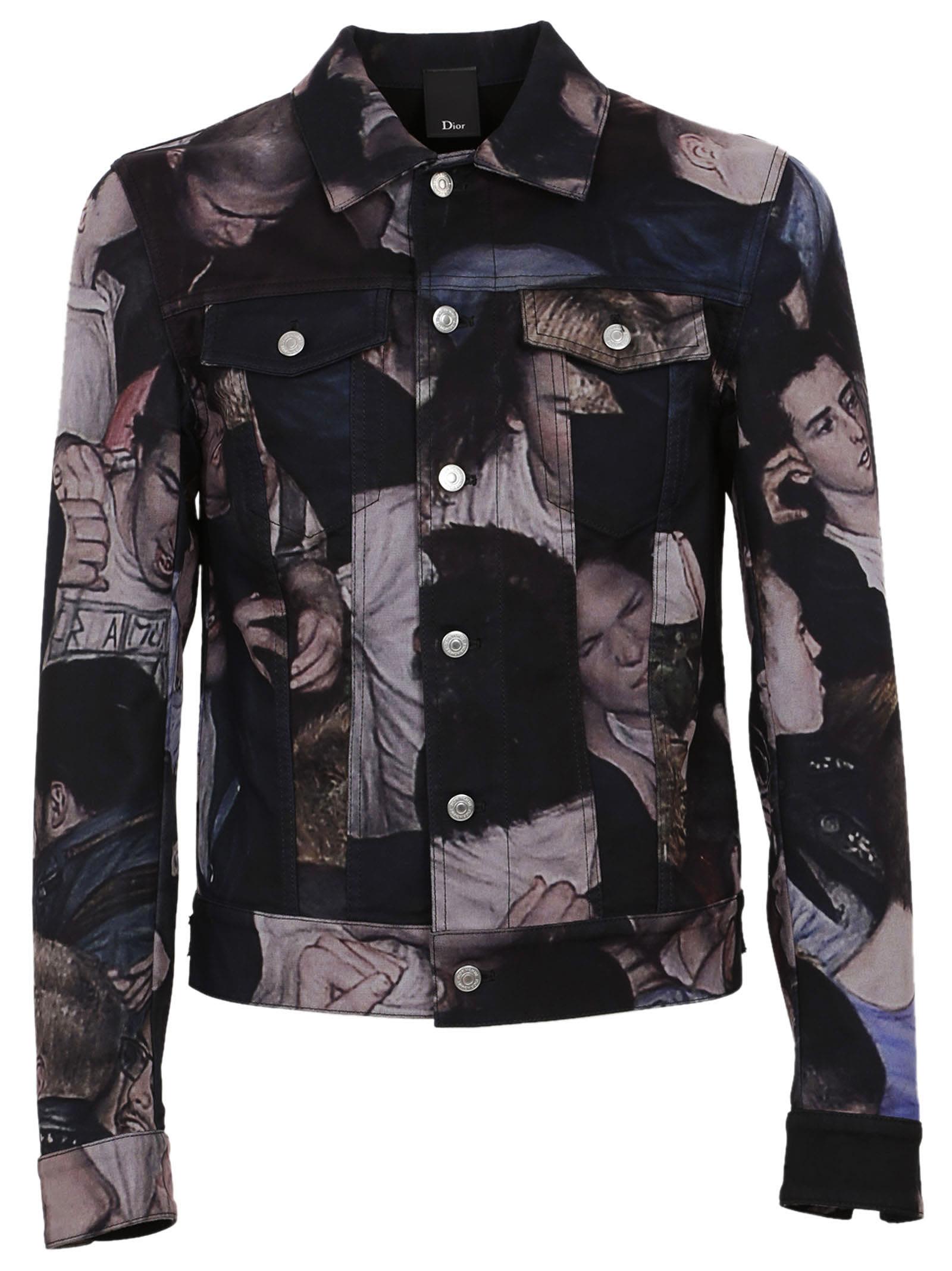 Dior Homme Printed Denim Jacket In Black | ModeSens