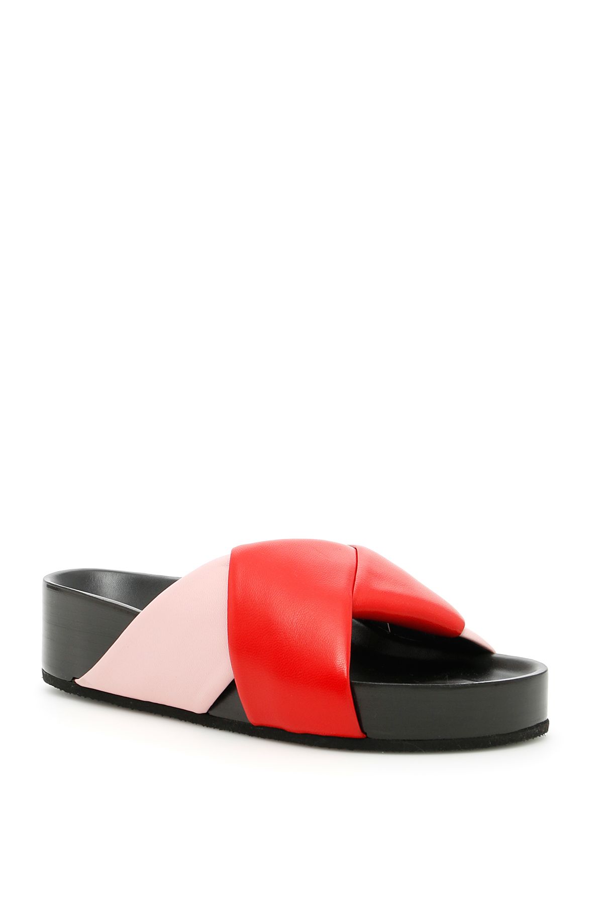 pink and white adidas slides
