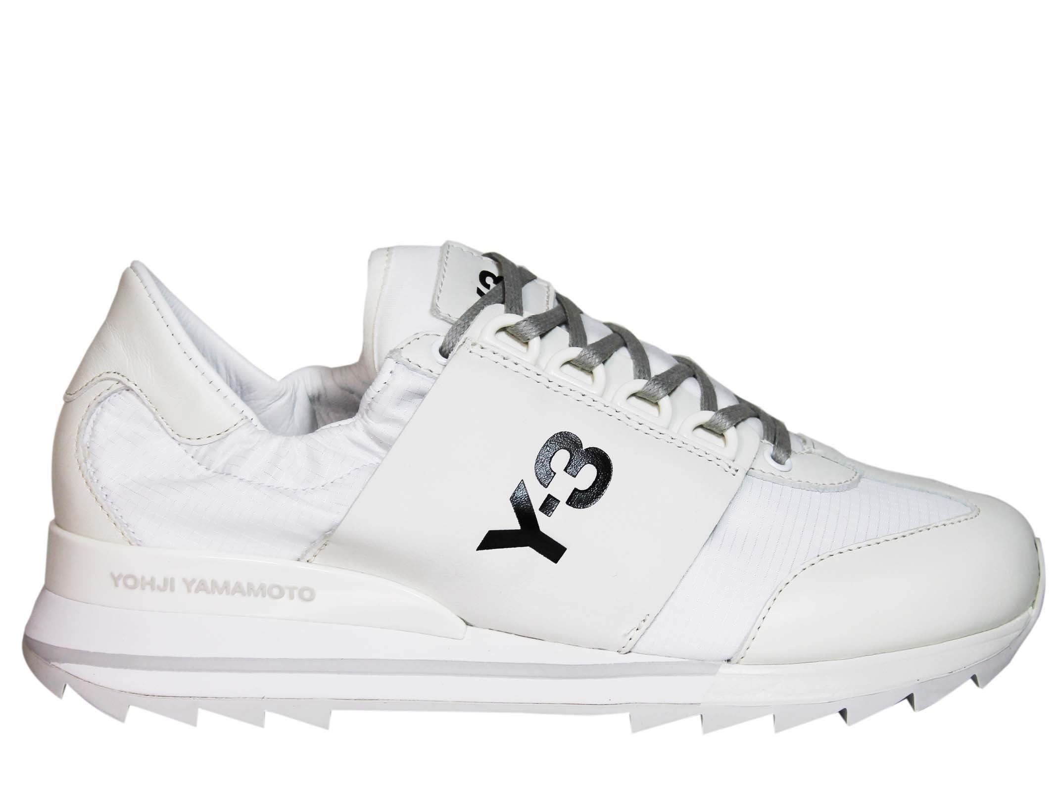 Y-3 Rhita Sport Leather And Fabric Sneakers in Crystal White | ModeSens