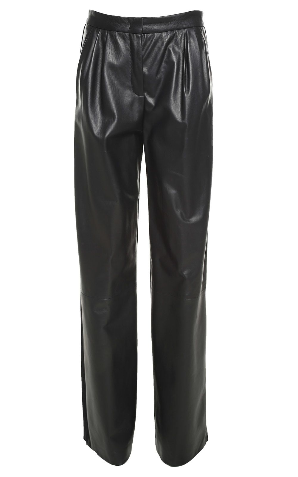 Max Mara - Max Mara Orsi Leather And Wool Wide-leg Trousers - Nero ...