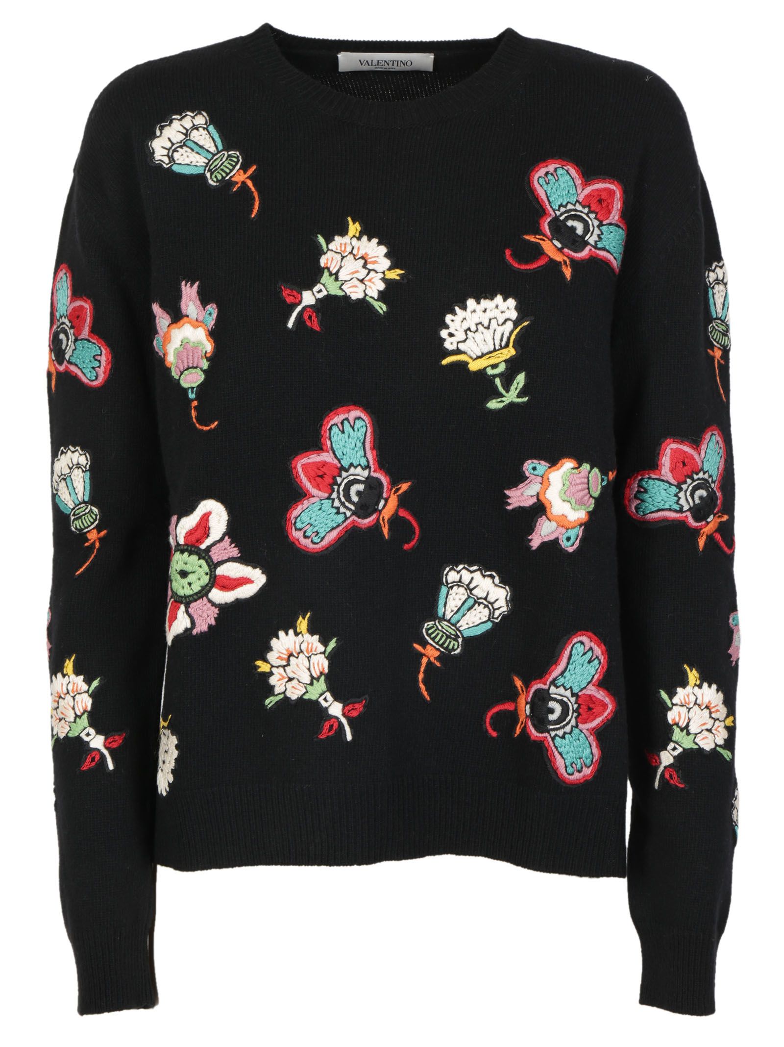VALENTINO Flower Pop Knitwear in Black | ModeSens
