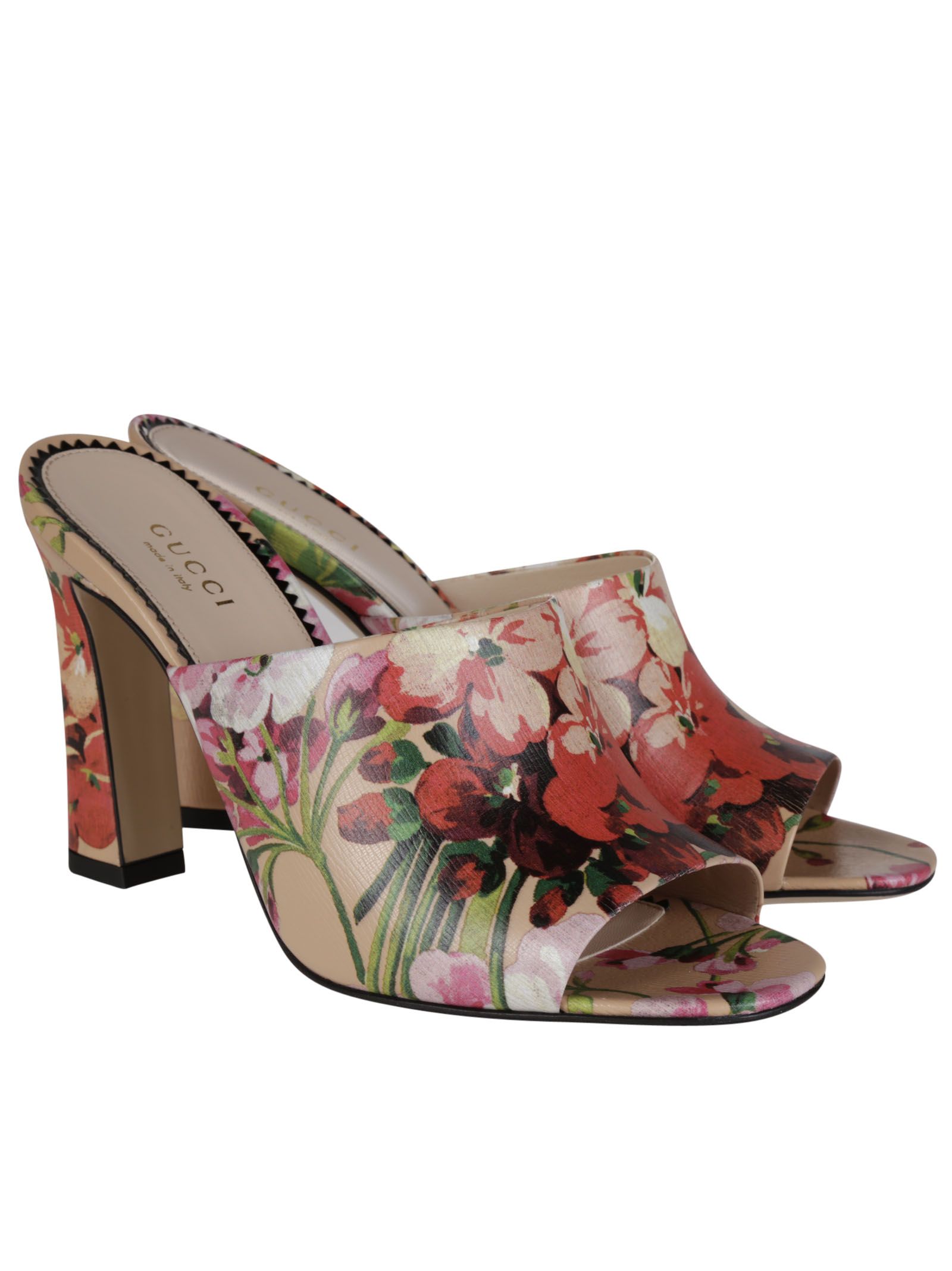 Gucci - Gucci Blooms Print Mules - Blush Pink, Women's Sandals | Italist