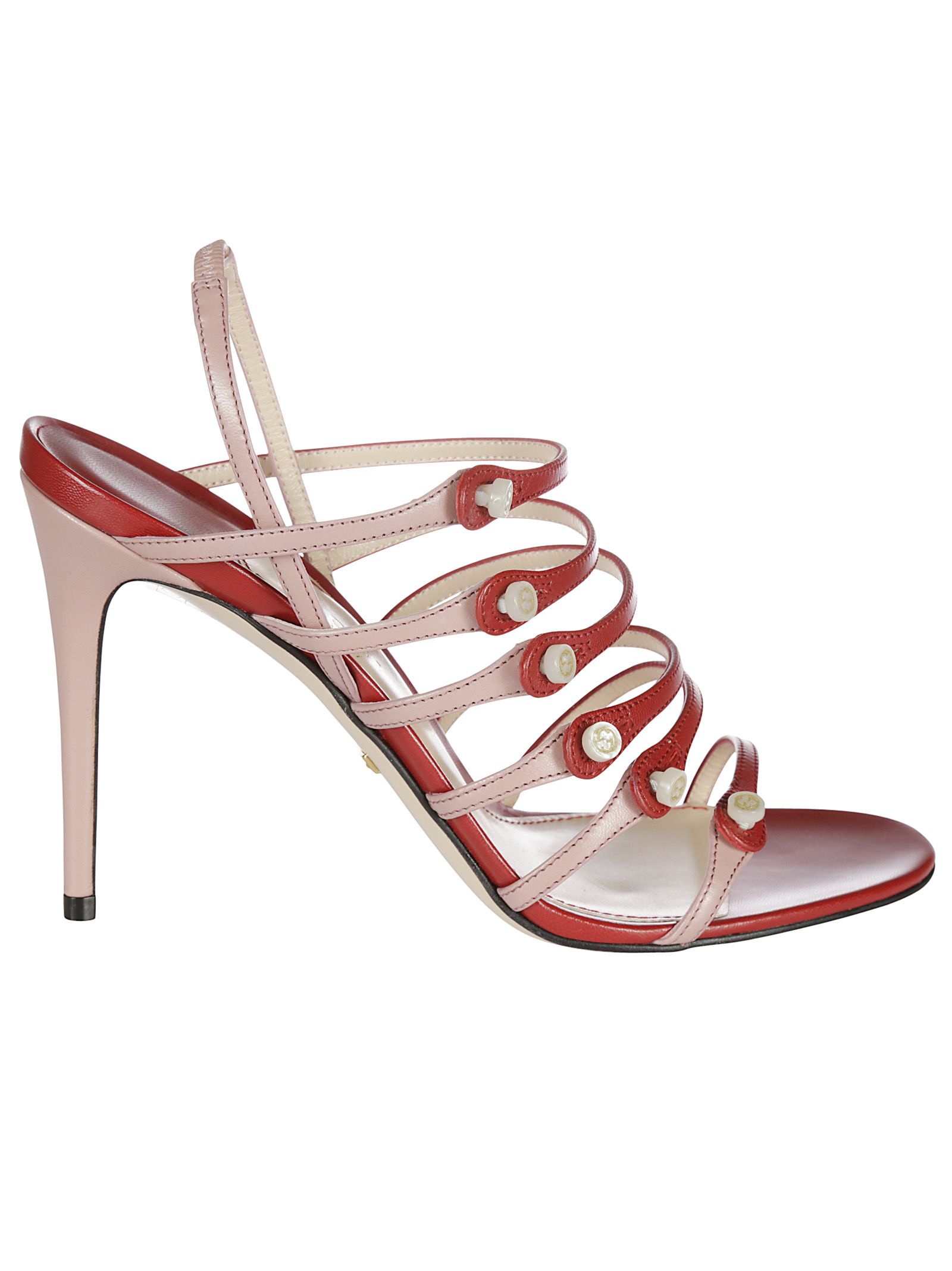 Gucci - Gucci Leather Open Toe Sandals - Red, Women's Sandals | Italist