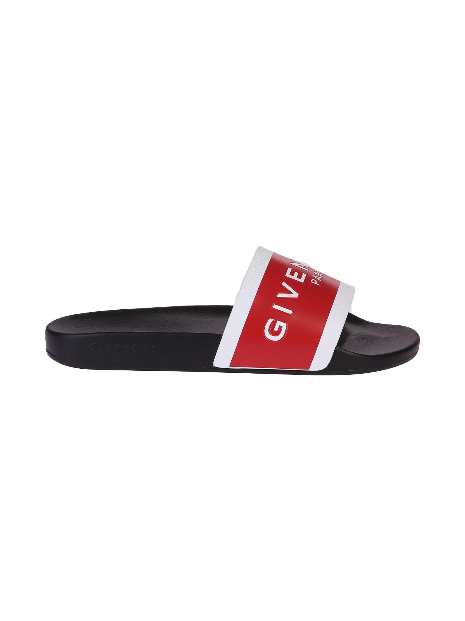 GIVENCHY RED LOGO RUBBER SLIDES, RED BLACK | ModeSens